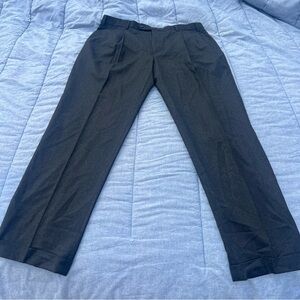 Brooks Brothers Dark Charcoal Pleated Wool Cuffed Dress Trousers Size 38